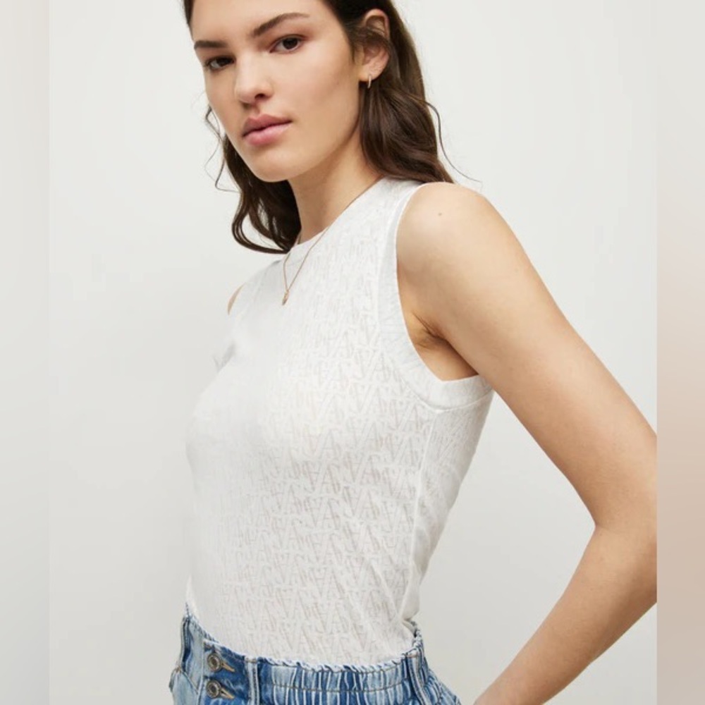AllSaints Imogen Devore Tank in optic white